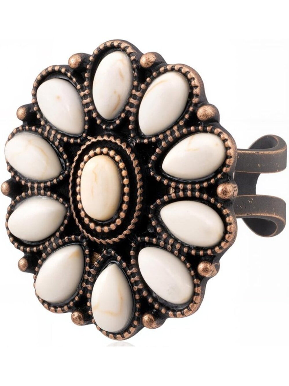 Womens Alpine Glow White Adjustable Couture's Turquoise Knuckle Cuff Flower Ring